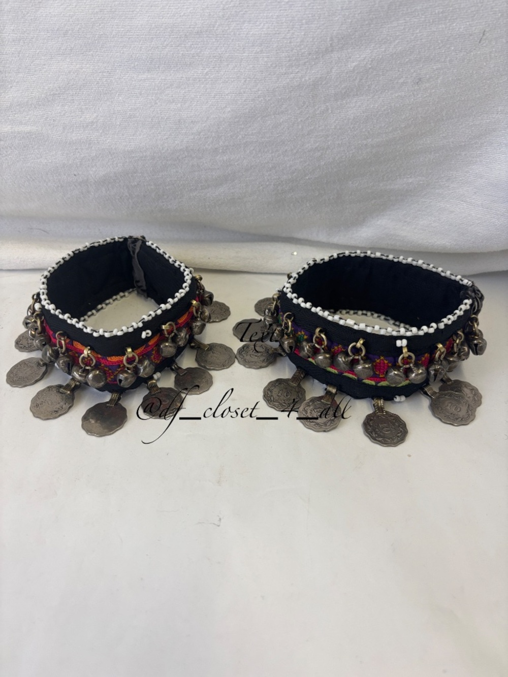 New Kuchi Style Tribal Coin Anklet Pair Boho Festival Dance Cuffs